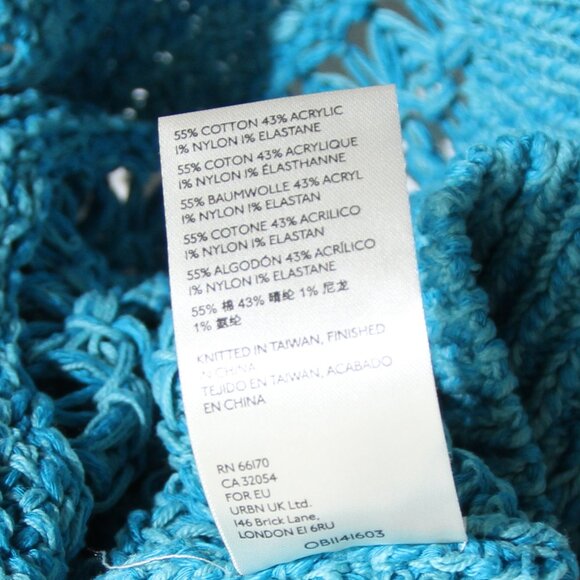 NWT Free People Coconut V-Neck Sweater Pristine Waters Loose Knit Oversized XL - Picture 9 of 13